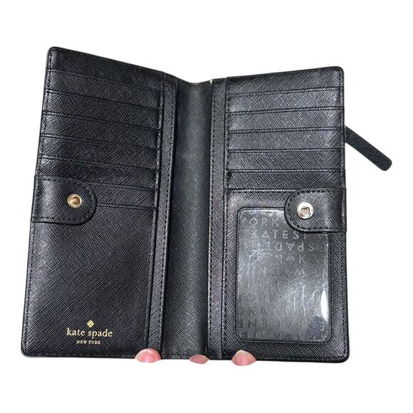 Kate Spade Classic Wallet - Black with Silver - Zipper Pocket, Snap Closure - Picture 5 of 10